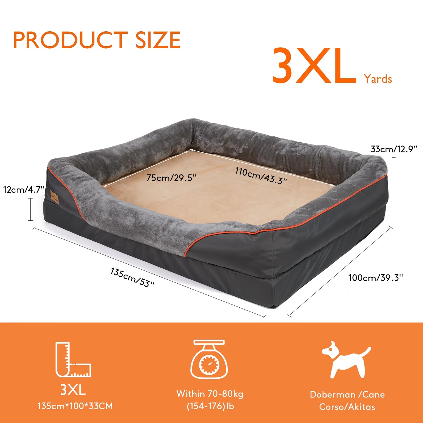BINGOPAW Large Dog Bed With Removable Washable Cover