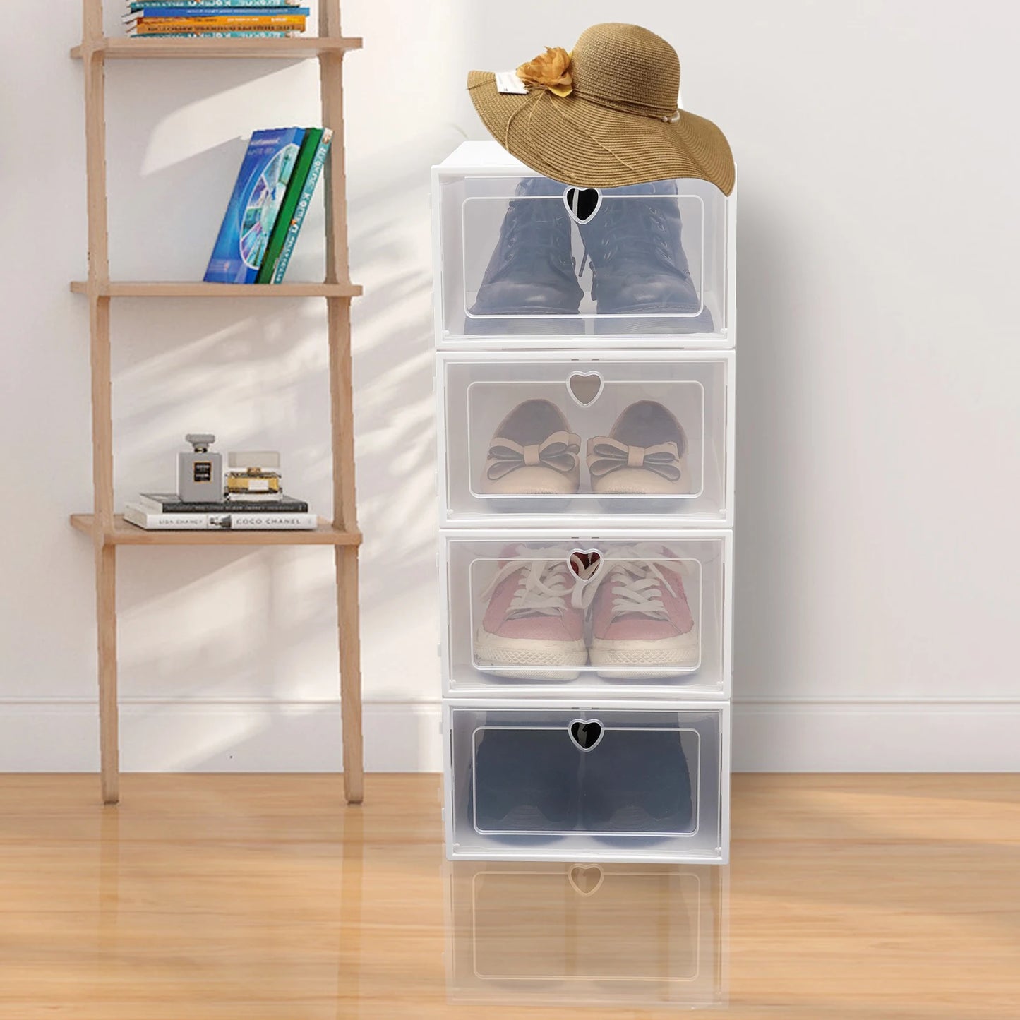 Transparent Stackable Shoe Boxes With Lids Pack Of 20