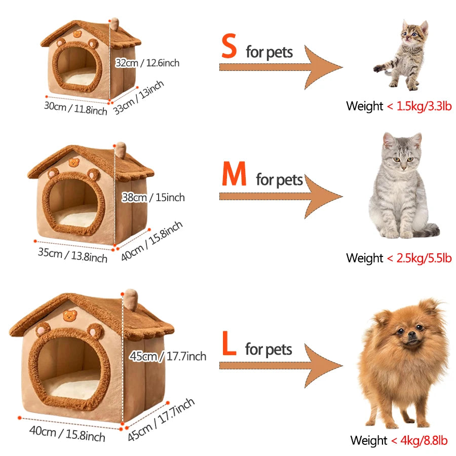 Foldable Pet House With Removable Washable Cover For Pets