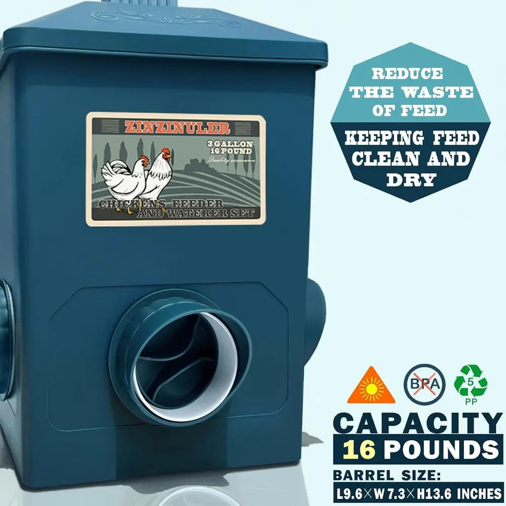 Automatic Port and Cup Chicken Waterer Set for Coop