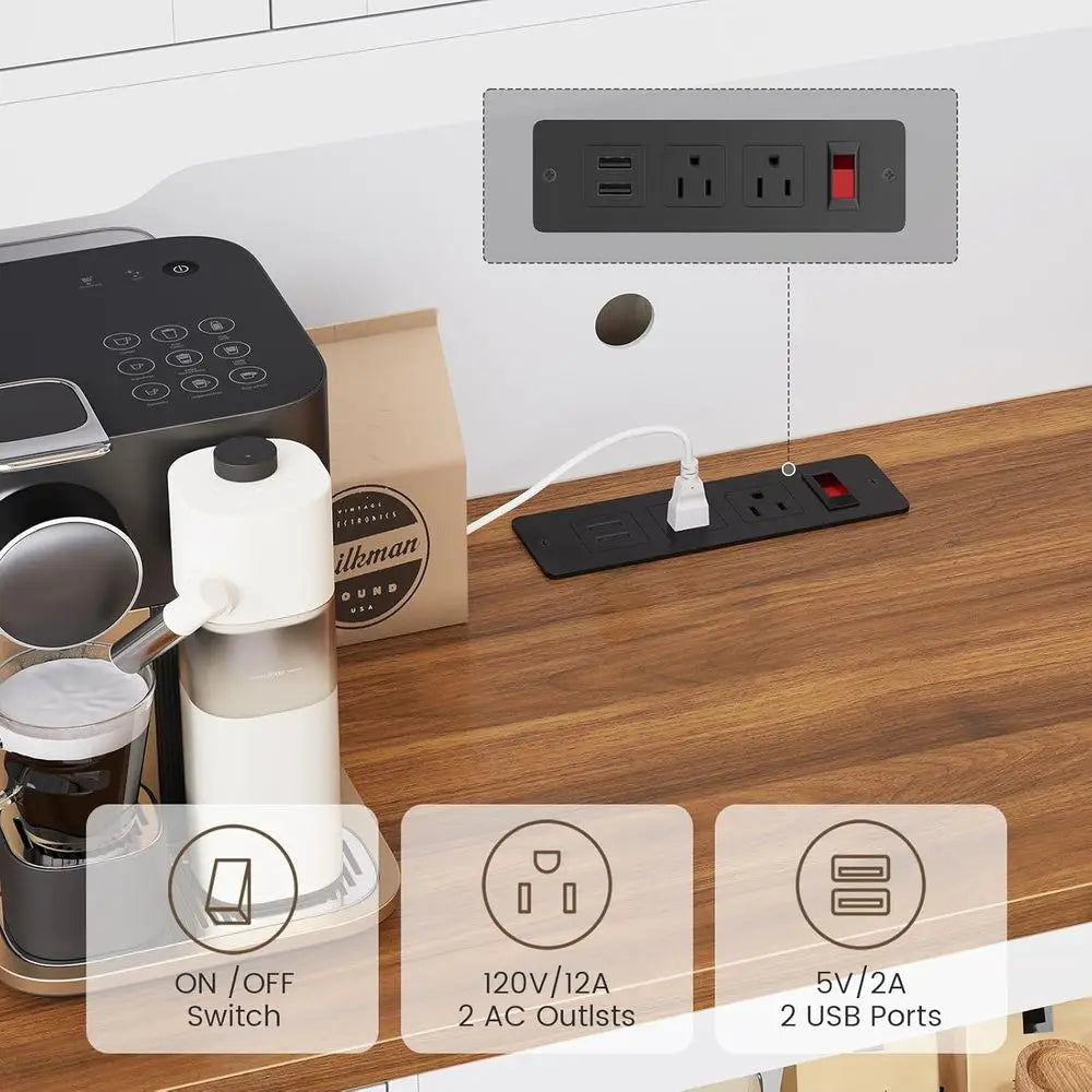 LED Pantry Cabinet With Charging Dock And Kitchen Microwave Stand The Pet & Home Store