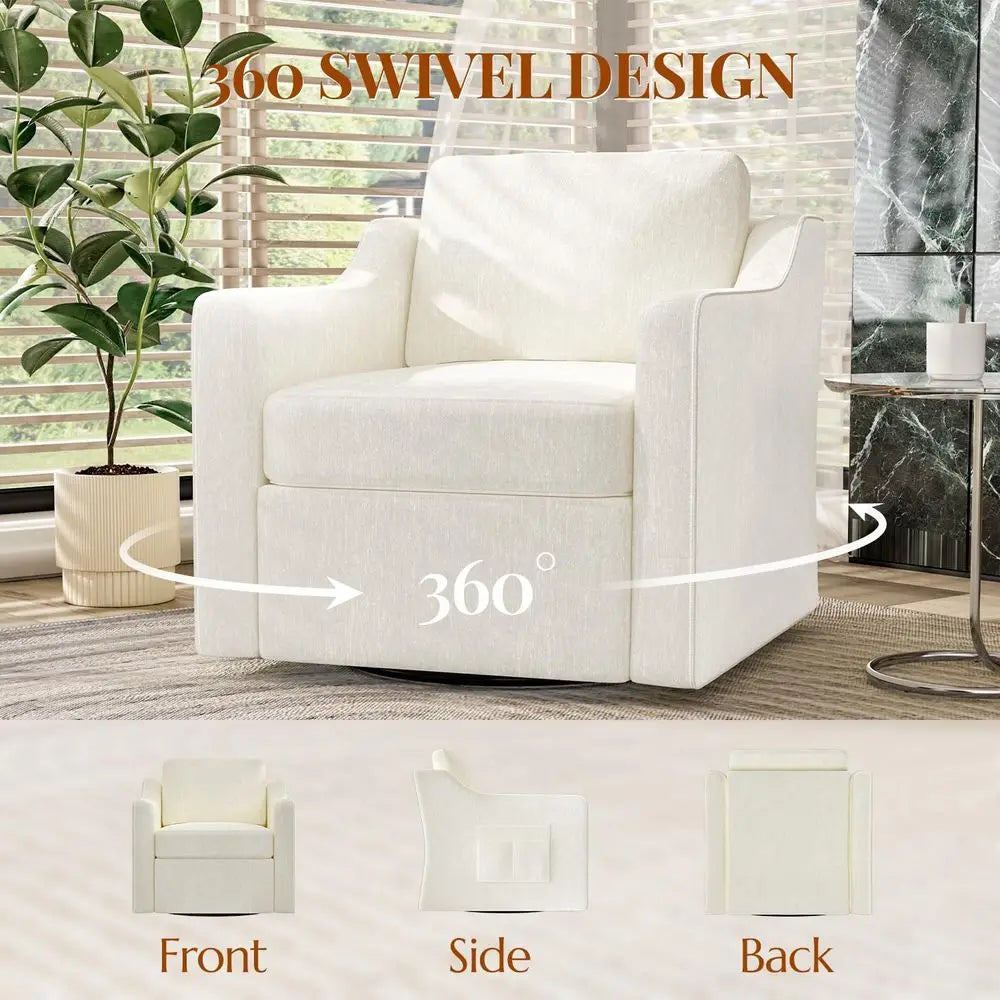 360° Swivel Accent Chair Set o 2, Large Comy Reading Chairs, Square Single-Seat Armchair Upholstered Soa or Reading, Nursery, Li The Pet & Home Store