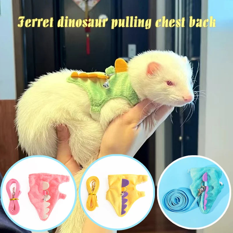 Ferret Harness And Leash Set Dinosaur Vest With Bell