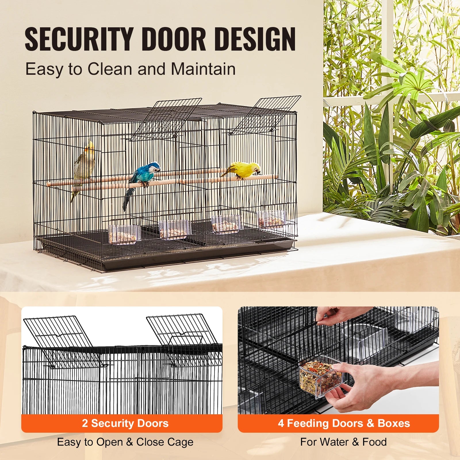 SUCCEBUY 30-Inch Flight Bird Cage, Stackable Small Animal Cage with Handle, Divided Birdcage for Travel, Portable Pet Cage for Small Birds