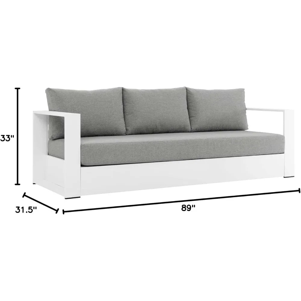 Tahoe Aluminum Outdoor Patio Sofa For Weatherproof Lounge Seating