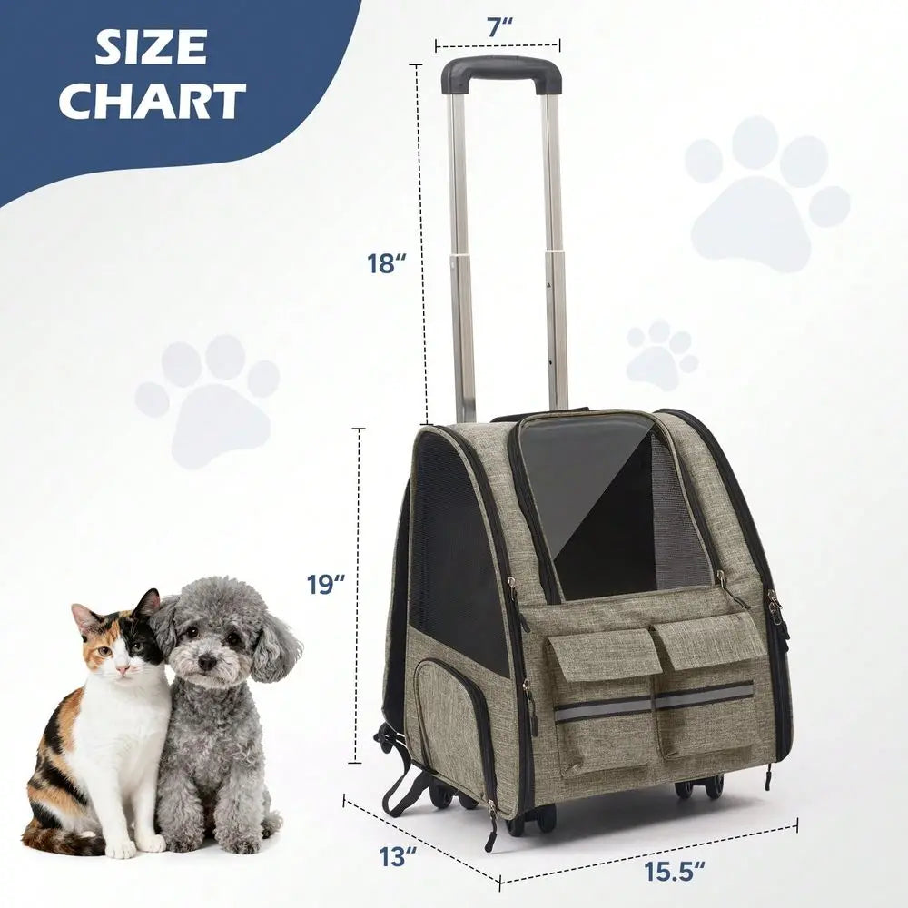 Trolley Pet Carrier With Wheels Airline Approved Cat Carrier