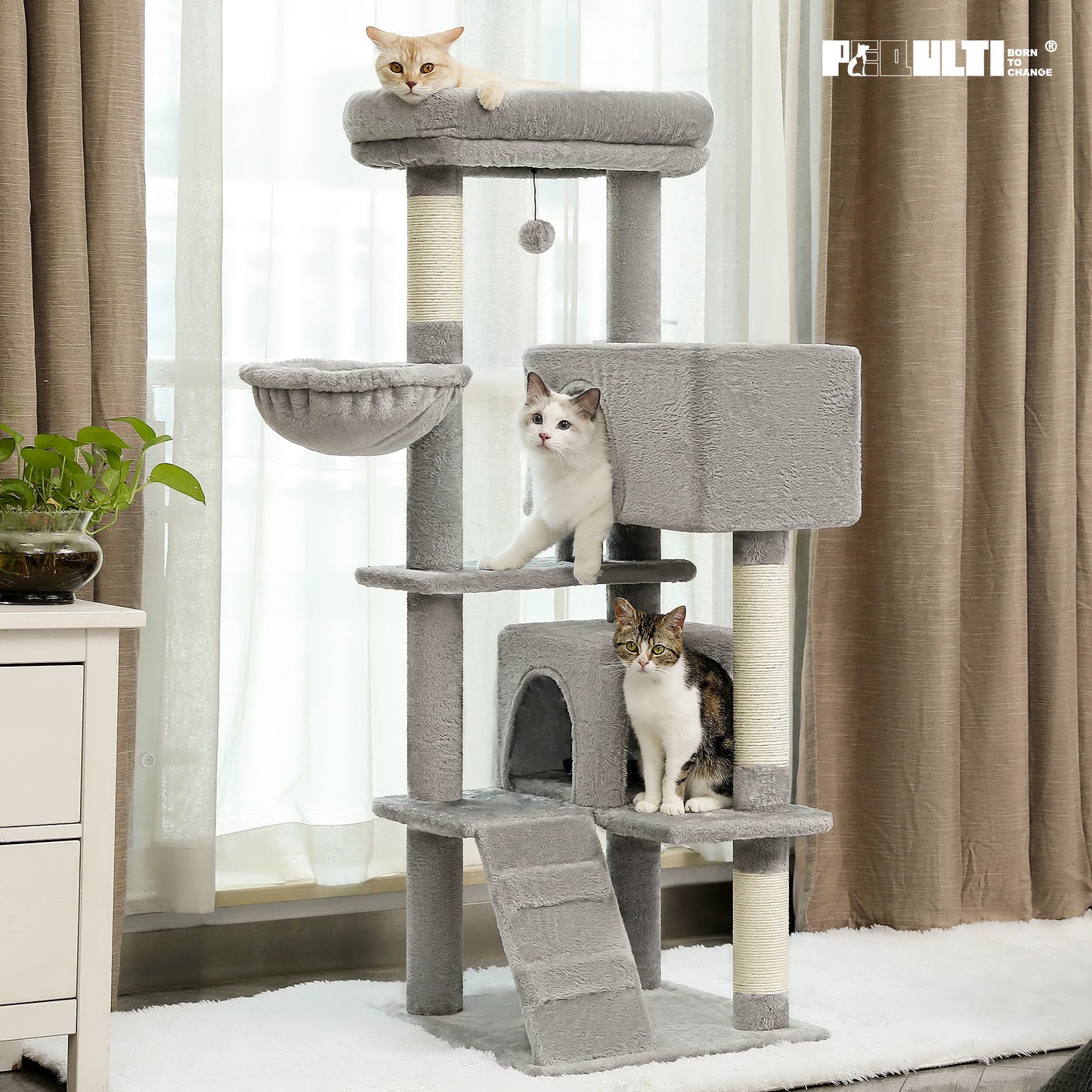 PAWZ Road Cat Tree With Toy Tower Plush Perch Hammock