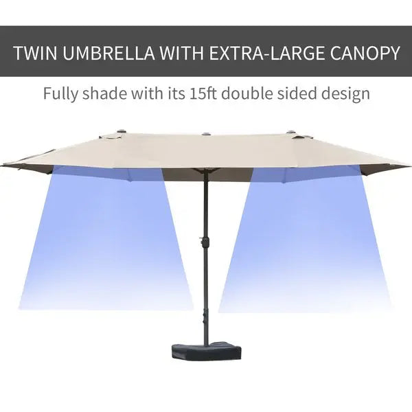 Outsunny Double Sided Patio Umbrella With Base And Crank