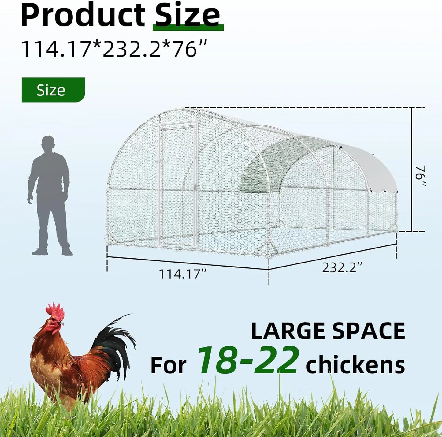4Ever2Buy Metal Chicken Coop Walk In Run Pen Water Resistant