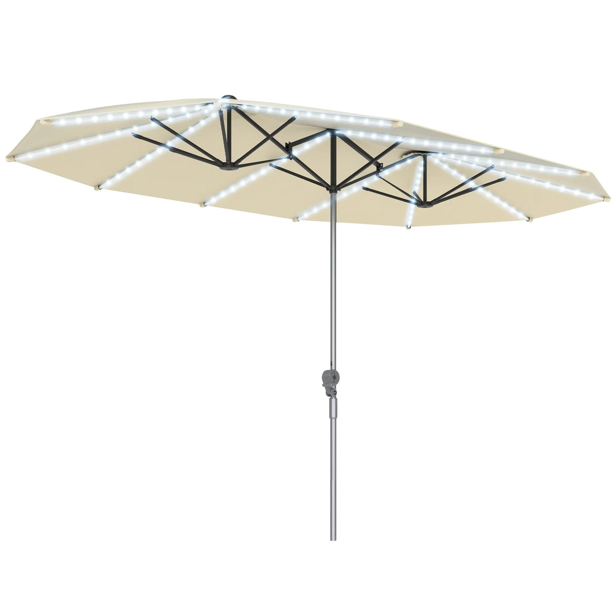 15ft Patio Umbrella Solar Lights UPF50+ Outdoor Umbrella Cream The Pet & Home Store