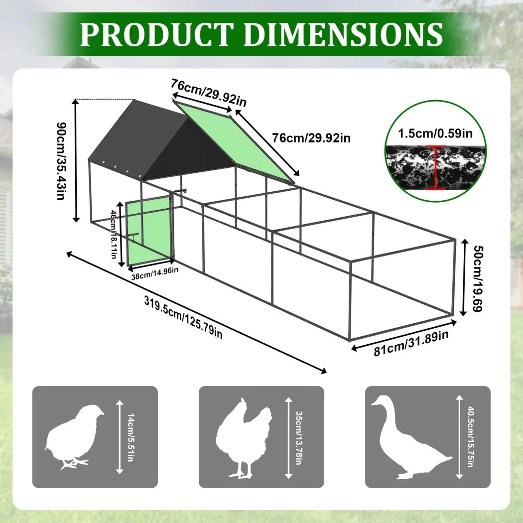 Large Chicken Coop Cage Outdoor Hen Poultry Cage Run Pen Fence Duck House with Nylon Netting Rabbit Hutch Run Nest Pet Cage The Pet & Home Store