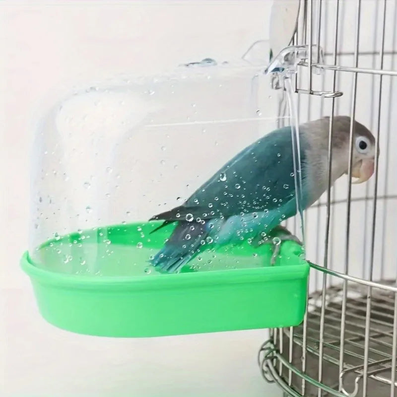 Transparent Bird Bath Tub Splashproof PP Shower For Parrots Conures