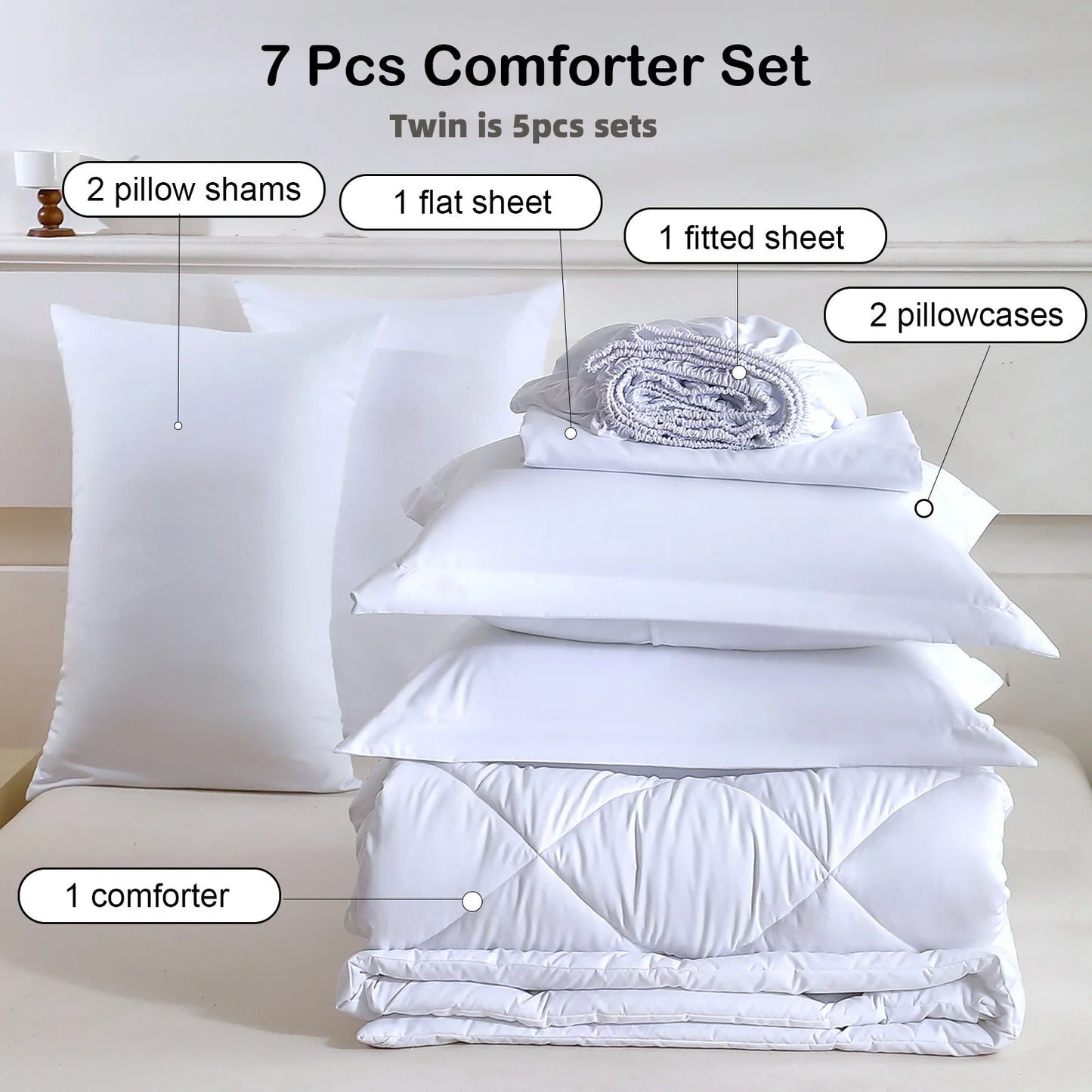 5pcs/7pcs Twin Full Queen King Bedding Sets Home Decor Comforter Flat Sheet Fitted Sheet Pillowcases Sleeping Sets The Pet & Home Store