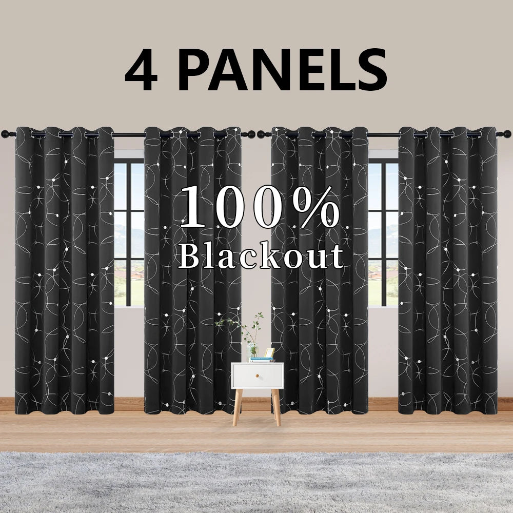 Blackout Curtains Grommet Thermal Insulated Room Darkening 4 Pack