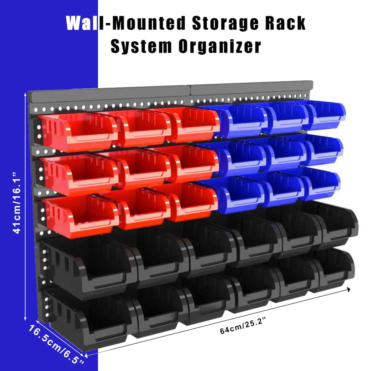 Wall Mounted Storage Bins Set For Garage Organization