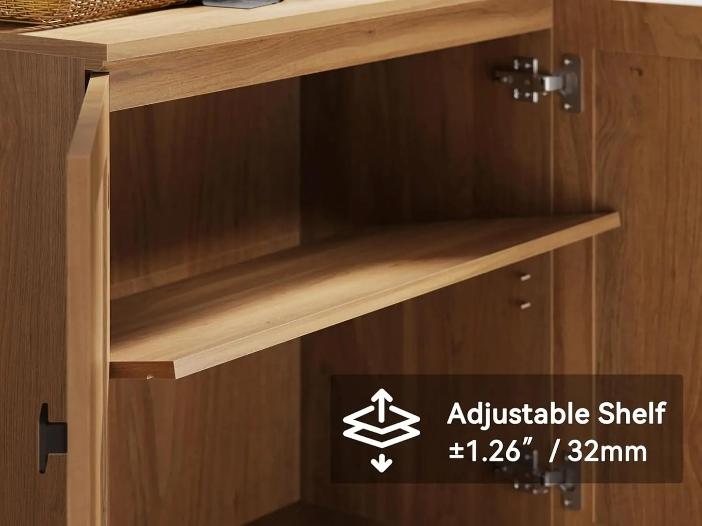 Minimalist Farmhouse Buffet Sideboard Cabinet With Adjustable Shelves