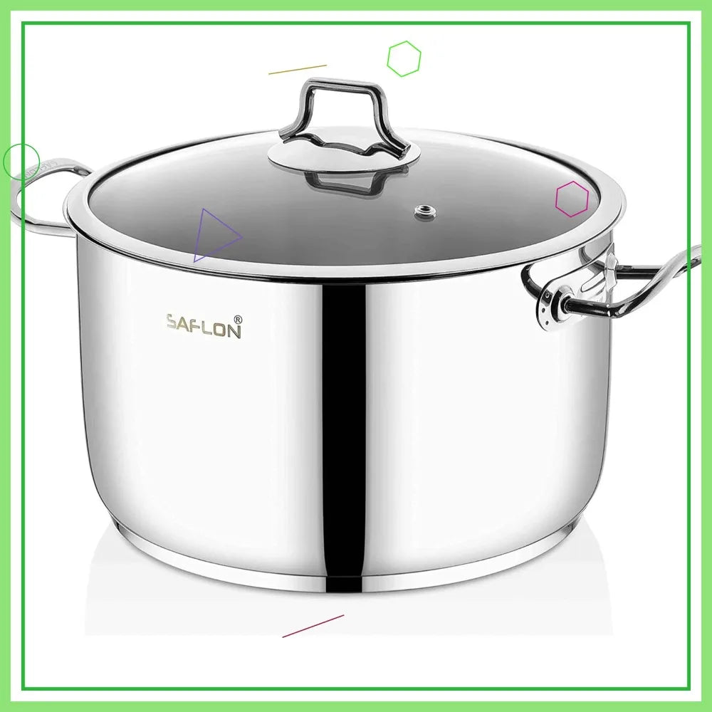 Stainless Steel Tri-Ply Stock Pot With Glass Lid Induction Ready