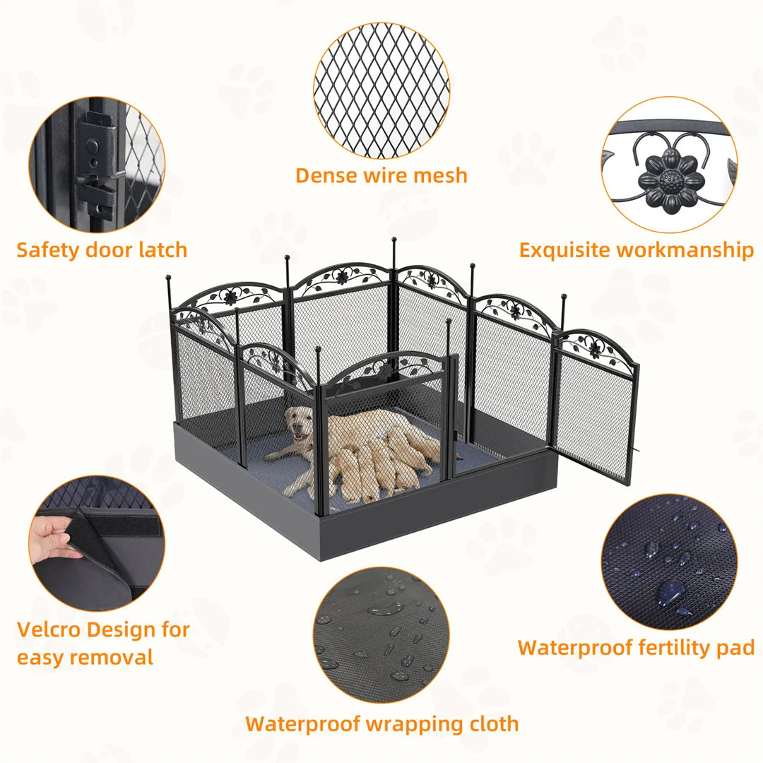 BINGOPAW 8 Panels Heavy Duty Dog Playpen With Waterproof Pad
