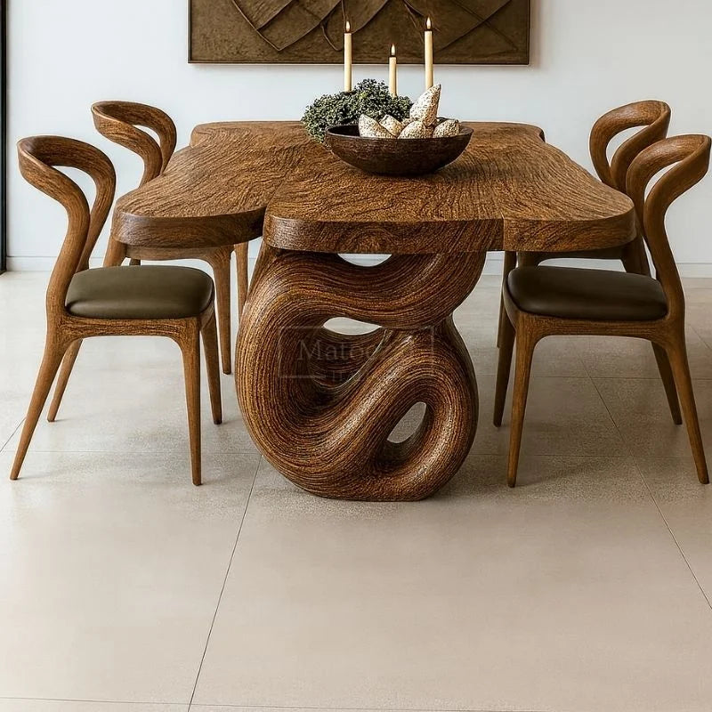 #Luxury Solid Wood Dining Table Set Modern Chairs Minimalist Home Furniture Villa Hotel Banquet Room Decor The Pet & Home Store