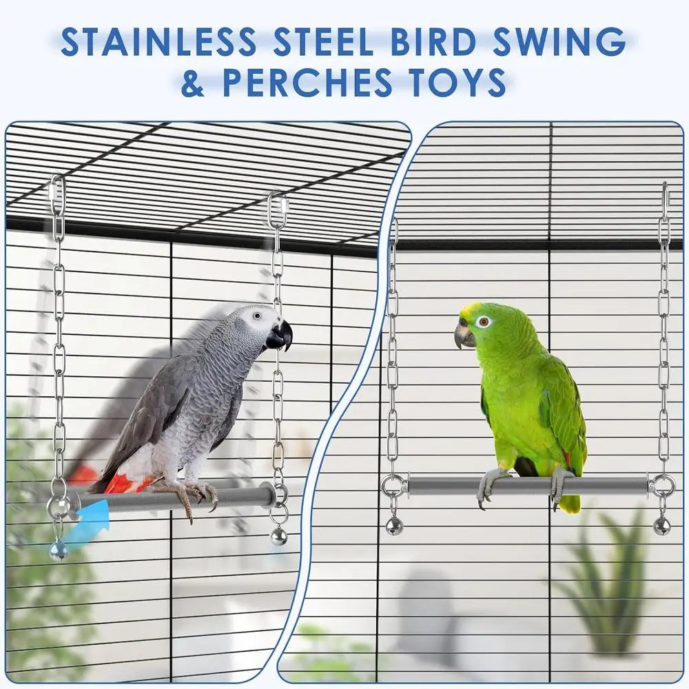 Large Bird Swing, Hanging Heavy Duty Parrot Swings Perches Stand Toys, Claw Grinding Birdcage Accessories for African Grey Cocka The Pet & Home Store
