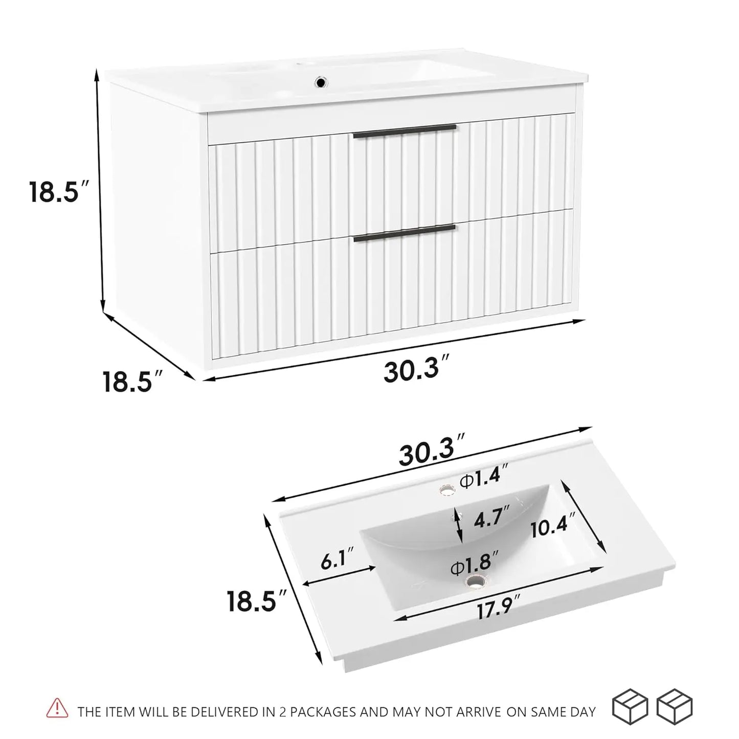 Guangbai Floating Bathroom Vanity With Sink Wall Mount