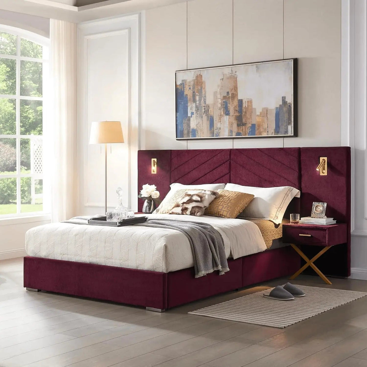 King Platform Bed with Upholstered Headboard The Pet & Home Store