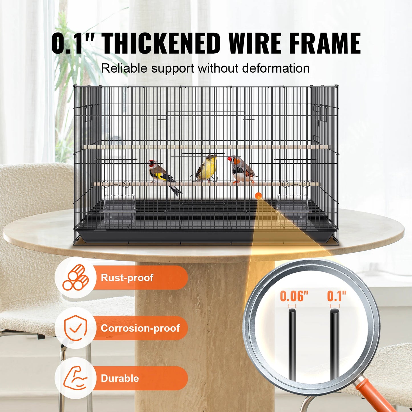 SucceBuy Pet Bird Cage With Rolling Stand For Parrots Budgies