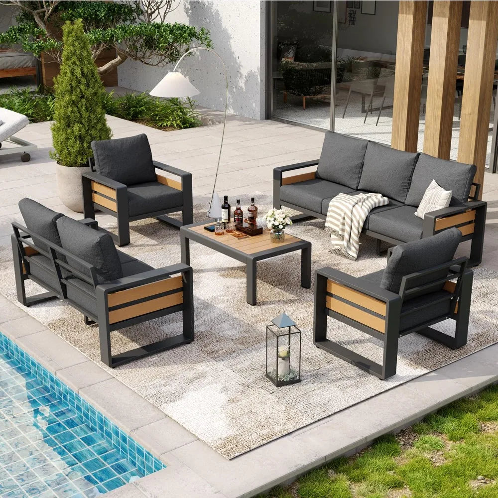 XIAOLANG Aluminum Patio Furniture Set 5 Piece Luxury Sectional