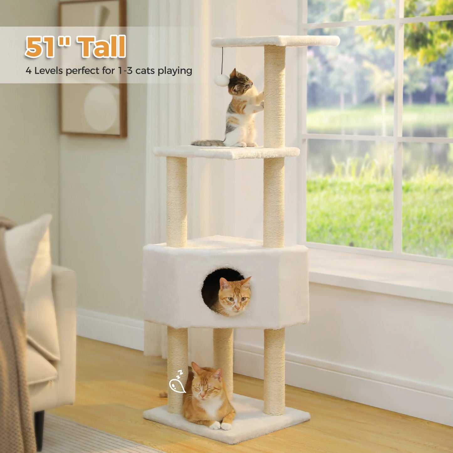 PAWZ Road Cat Tree With Toy Tower Plush Perch Hammock