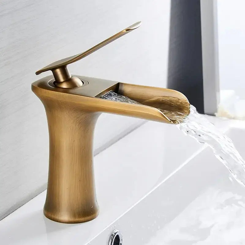 Waterfall Bathroom Faucet Single Handle Basin Mixer Tap Brass