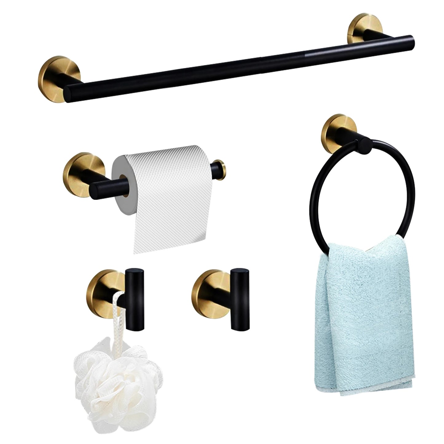 Stainless Steel Bathroom Hardware Set 5 Pack Space Organizer