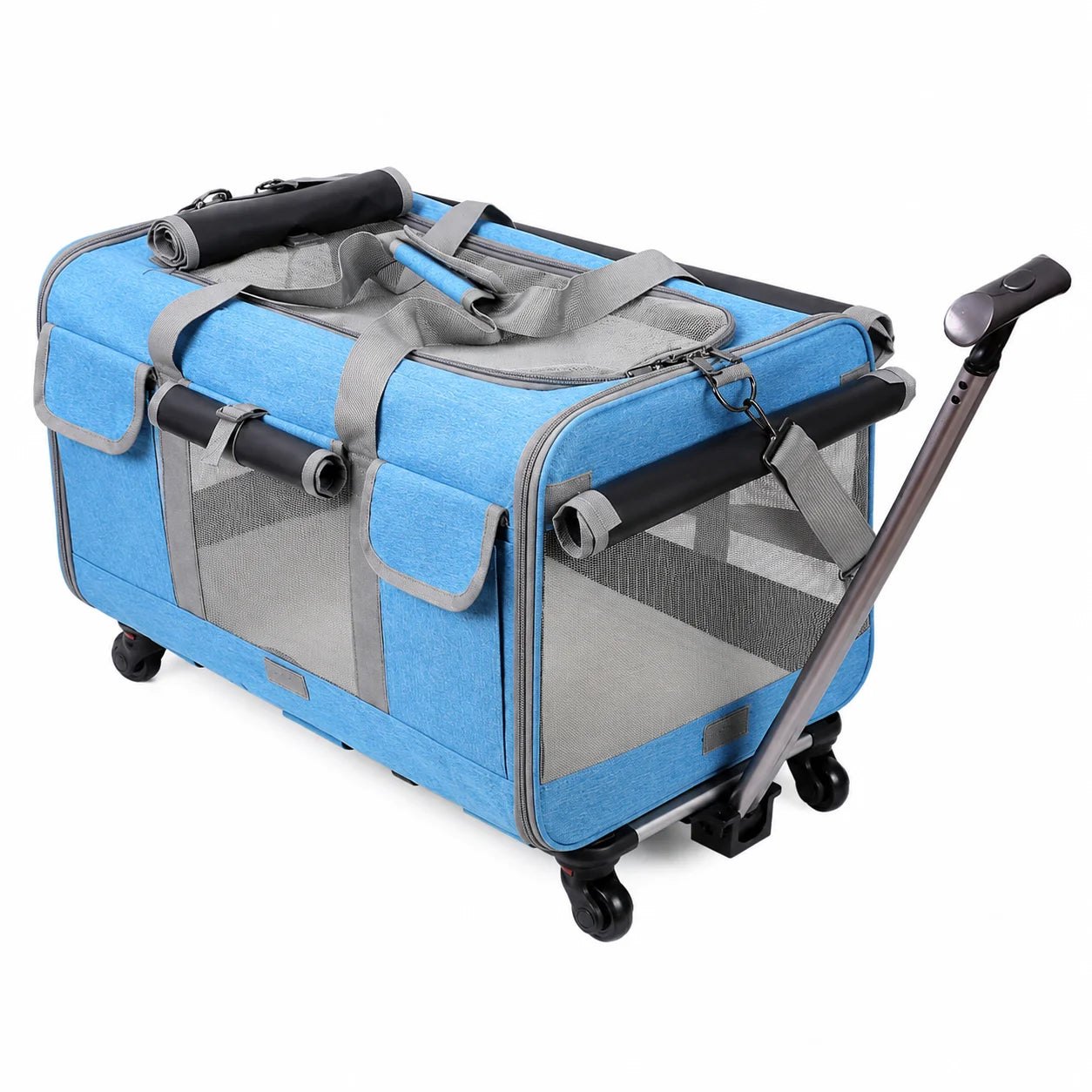 XMSJ Cat Dog Carrier With Wheels Travel Roller Bag