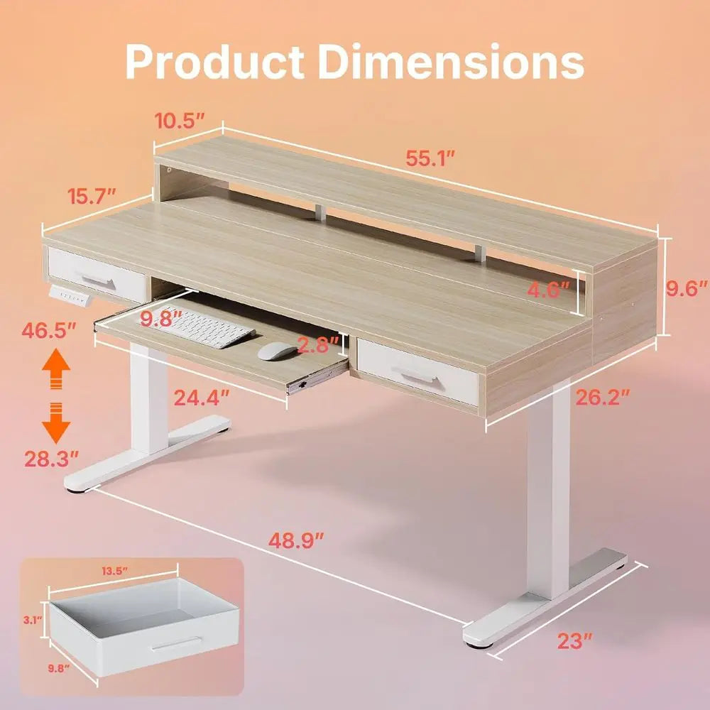 55″ x 26″ Electric Standing Desk with 2 Ders &24.4″ Large Keyboard Tray, C-Clamp Mount Compatible, Adjustable Computer Desk or O The Pet & Home Store