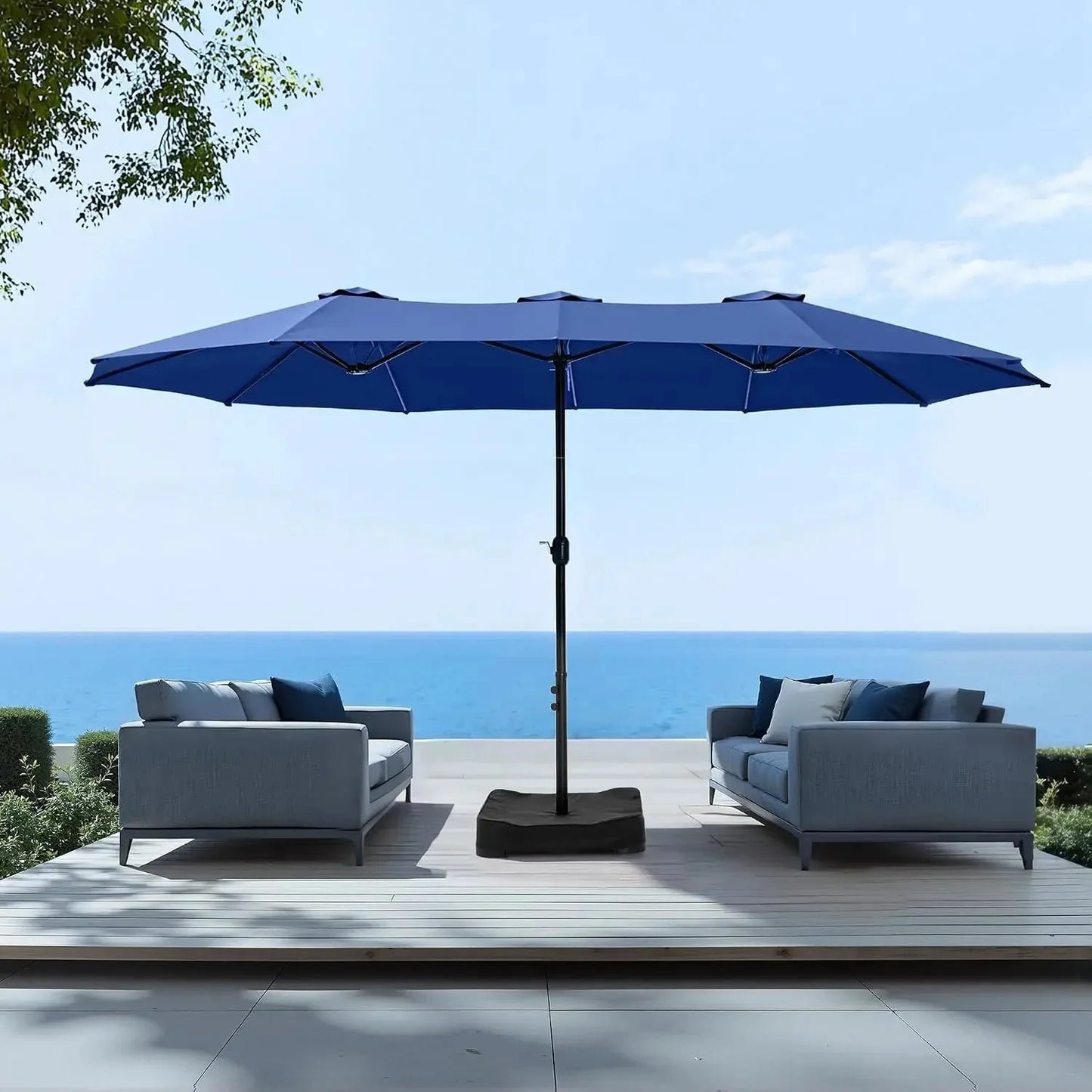 15ft Extra Large Rectangular Market Patio Umbrella,Heavy Duty,Base Included,Outdoor,Custom The Pet & Home Store