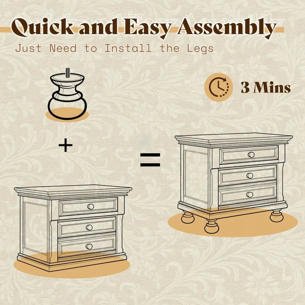 Solid Wood Bedroom Set With Bed Frame And Nightstands