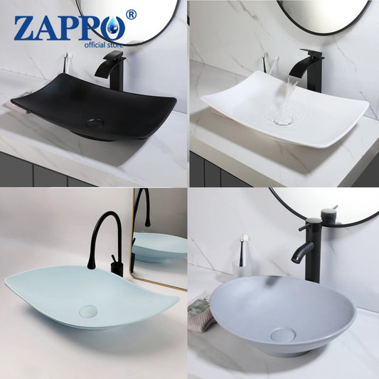 ZAPPO Commercial Bathroom Vessel Sink Large Vessel Sink Bowl With Faucet Above Counter Top Oval Bowl Sinks For Bathroom,Hotel