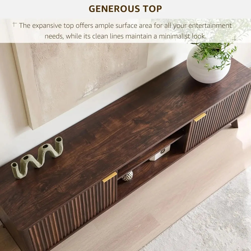 Guangbai Mid Century Modern Fluted TV Stand Entertainment Center