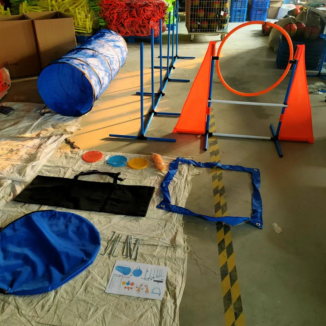 YTYIN Coofull PVC Dog Agility Training Set With Tunnel