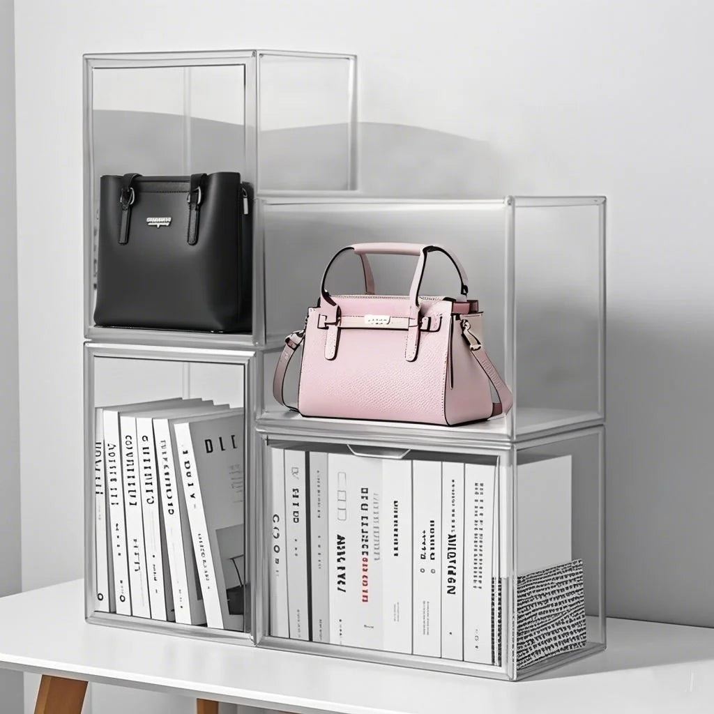 Clear Display Box Organizer Stackable With Magnetic Door For Makeup