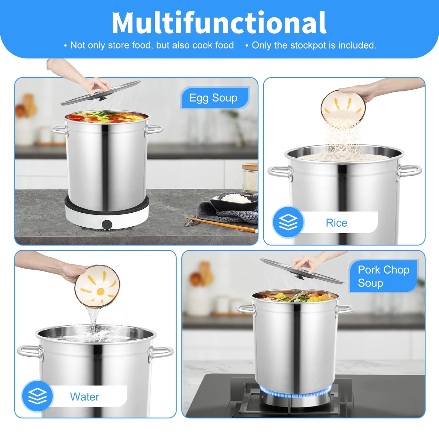 Stainless Steel Stock Pot With Lid And Durable Handles