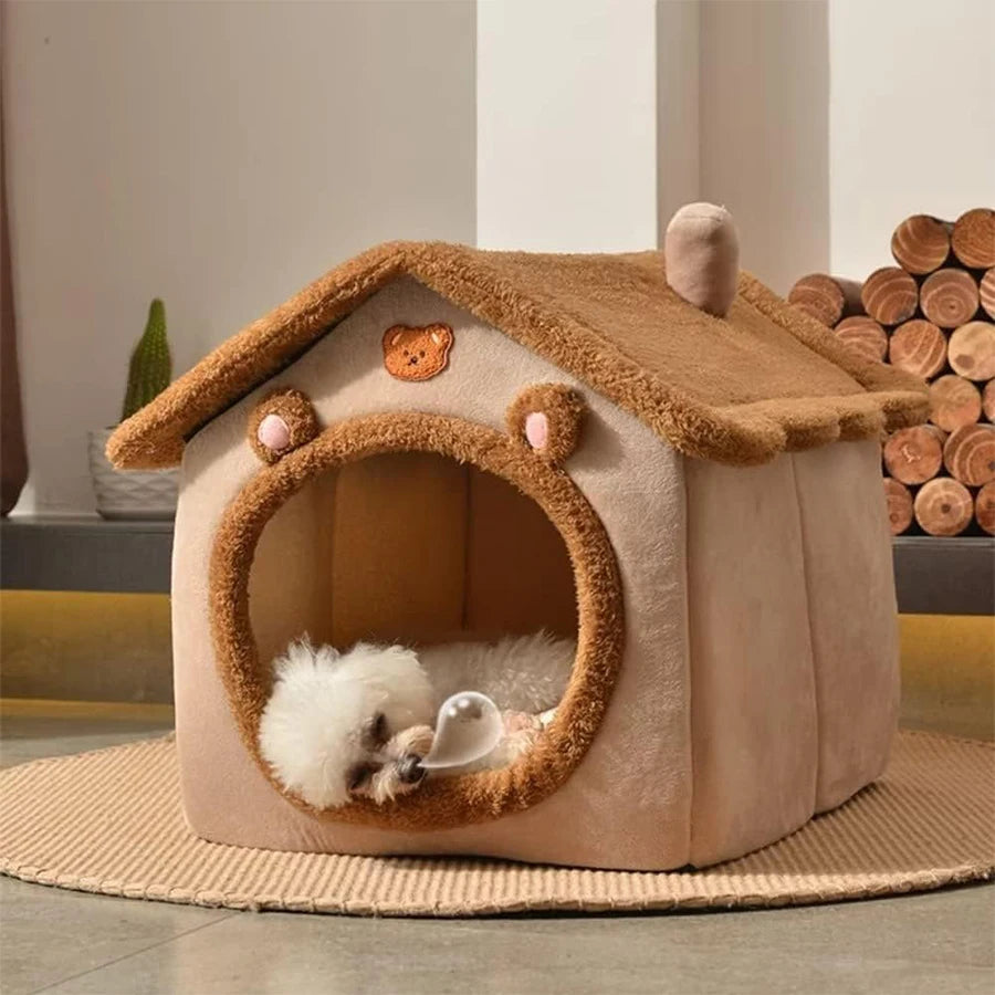 Foldable Pet House With Removable Washable Cover For Pets