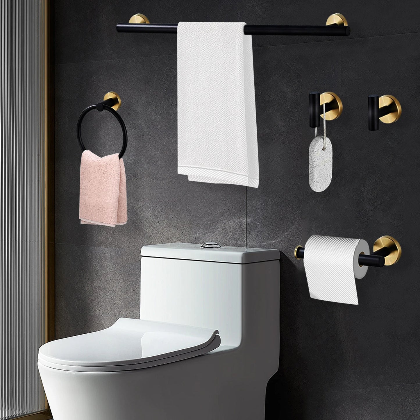 Stainless Steel Bathroom Hardware Set 5 Pack Space Organizer