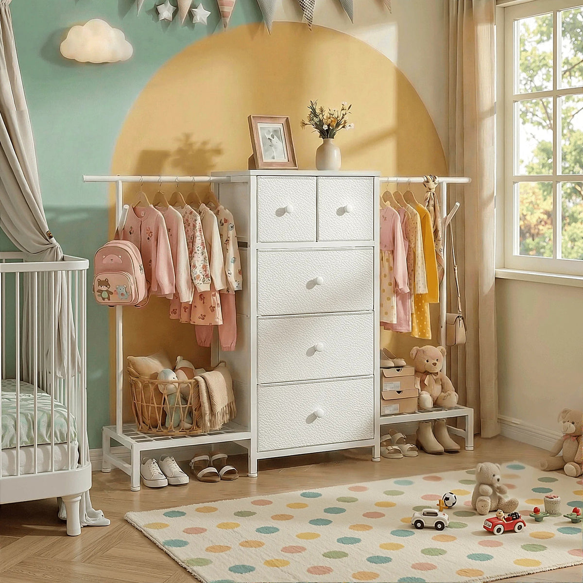 EnHomee Modern Fabric Dresser With Five Drawers And Shoe Rack The Pet & Home Store