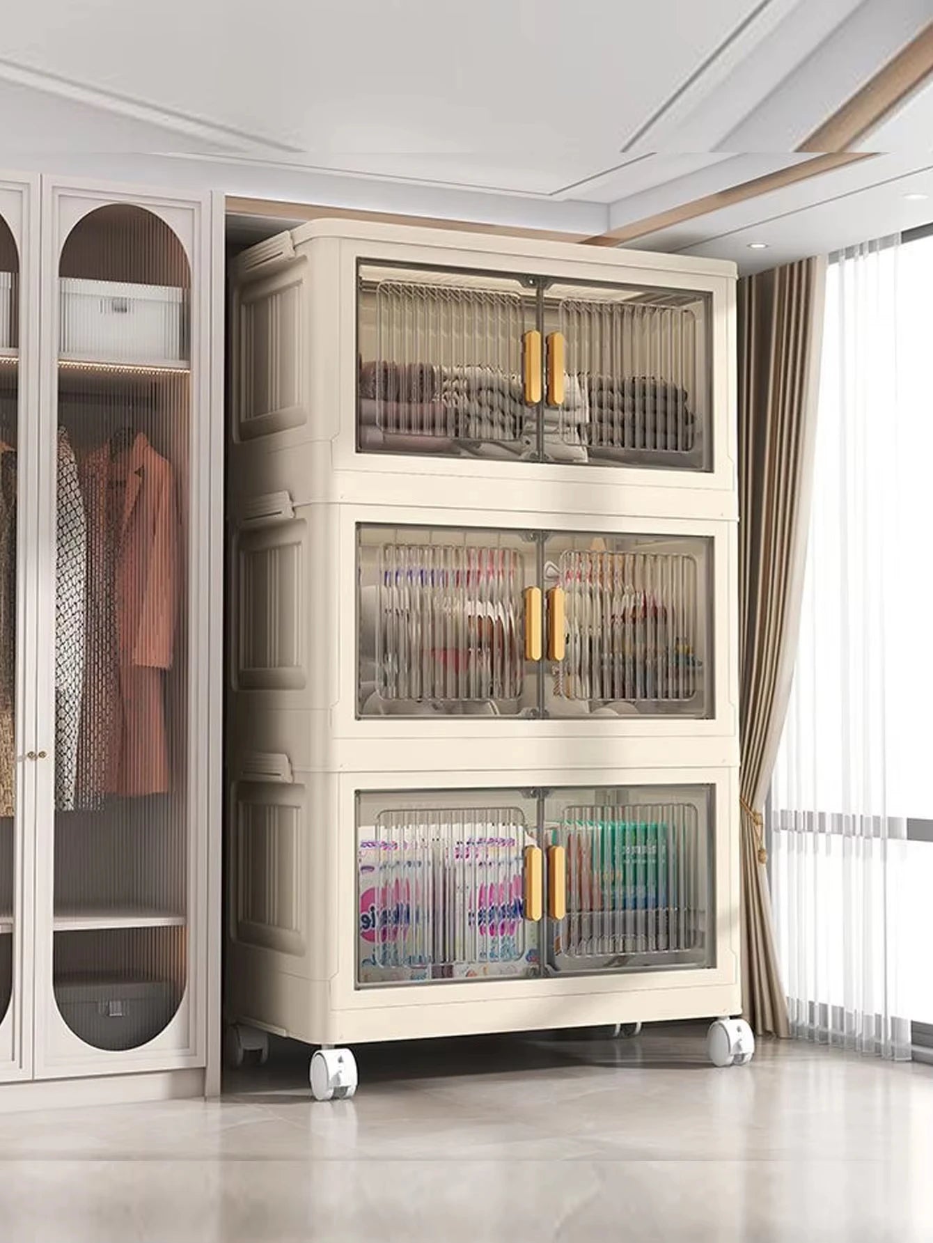Stackable Plastic Storage Cabinet With Wheels For Easy Organization