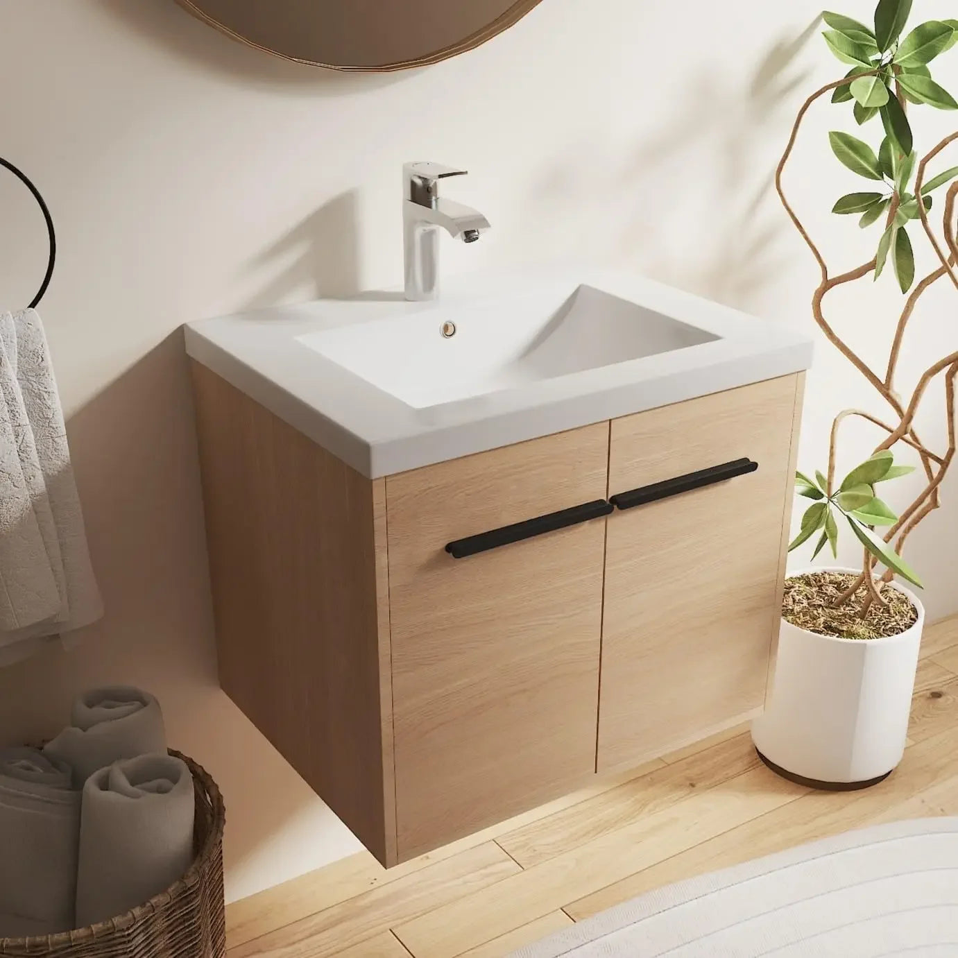 Floating Bathroom Vanity With Sink, Wall Mounted Premium Plywood