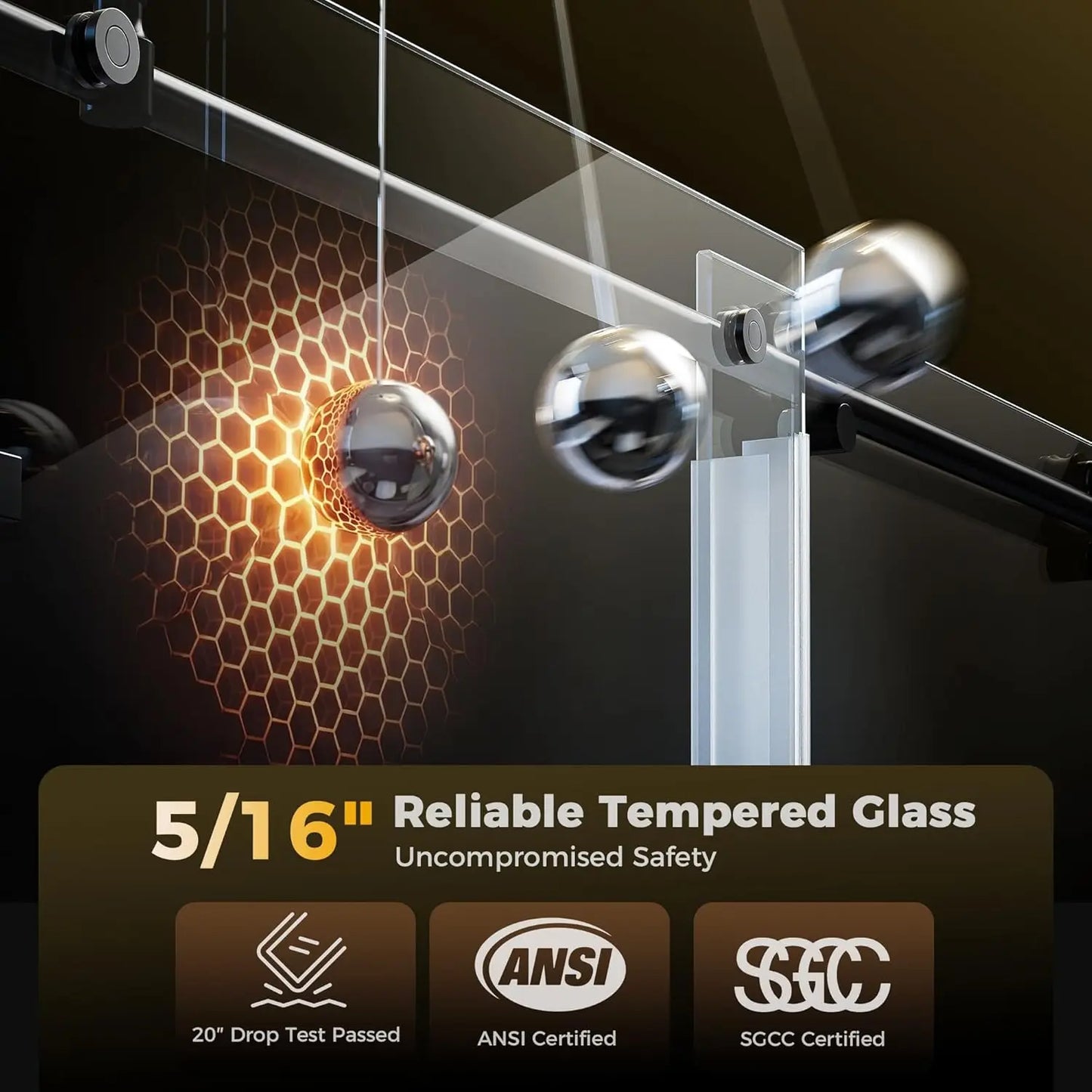 Frameless Magnetic Sliding Shower Door For Glass Enclosures