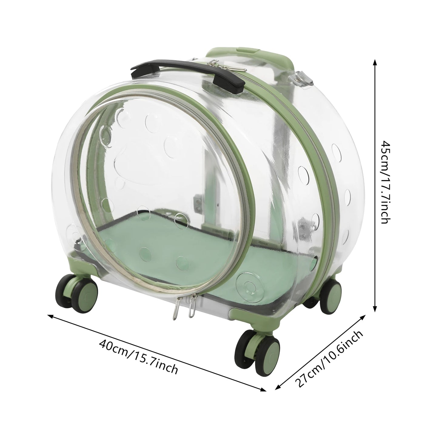 Rolling Cat Carrier With Wheels Telescopic Handle Pet Travel Bag