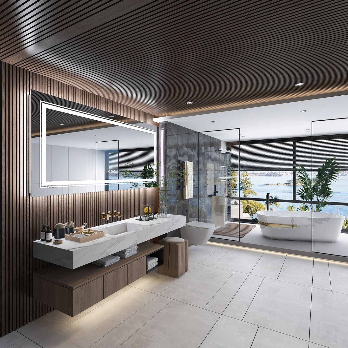 Wisfor LED Backlit Bathroom Mirror With Dimmable Anti-Fog Memory