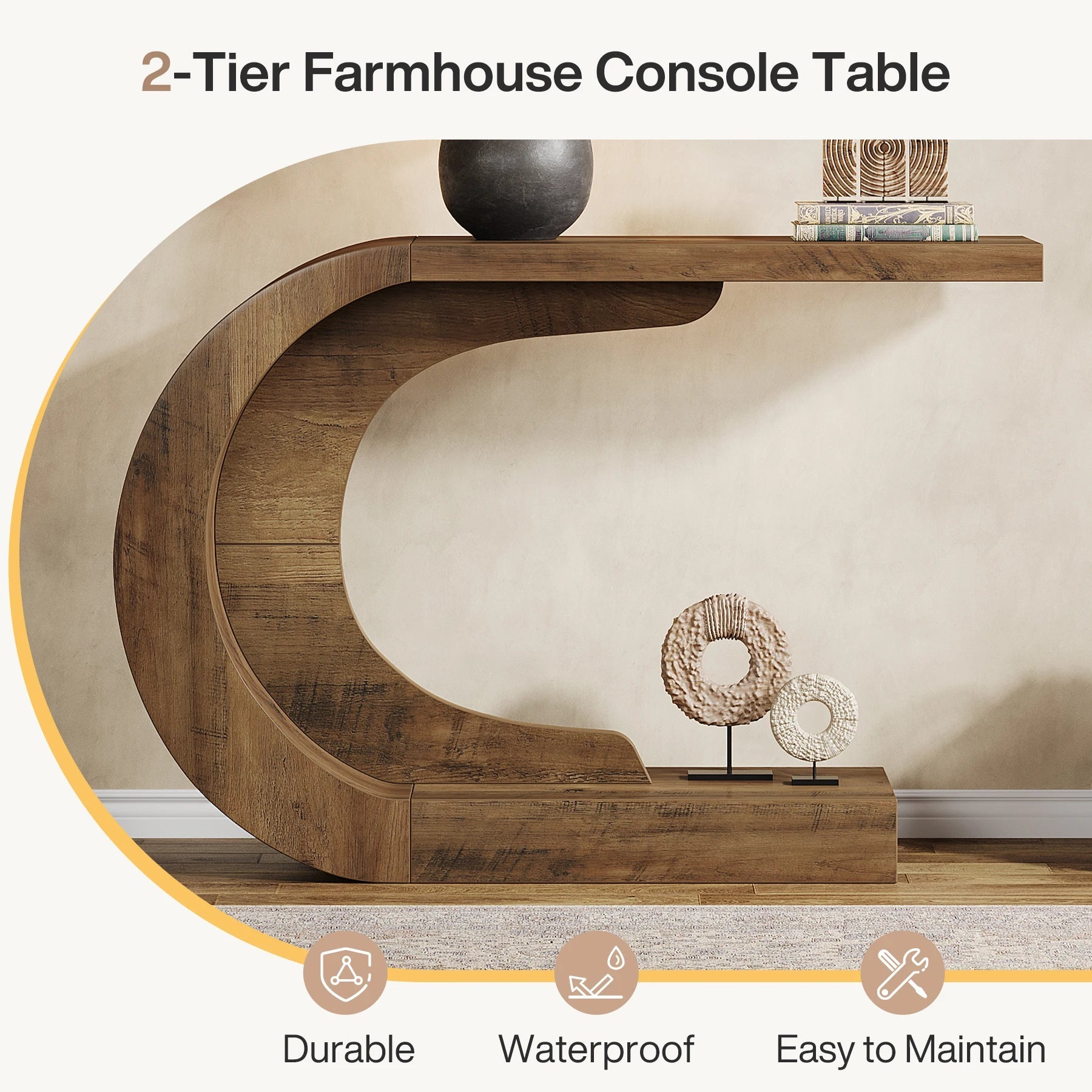 Tribesigns 43.3" Mid-Century Modern Console Table for Entryway, Wood C-Shaped Hallway Entry Accent Table for Living Room The Pet & Home Store