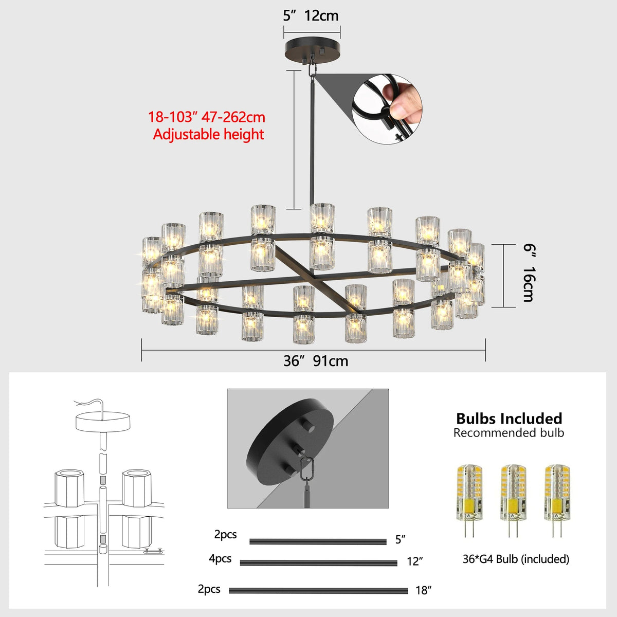 23.6" Luxury x Crystal Chandelier The Pet & Home Store